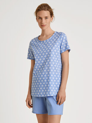 CALIDA Shell Nights Pyjama kurz hydrangea-blau